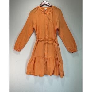 Magaschoni button front 100% cotton dress long sleeves S SMALL washable